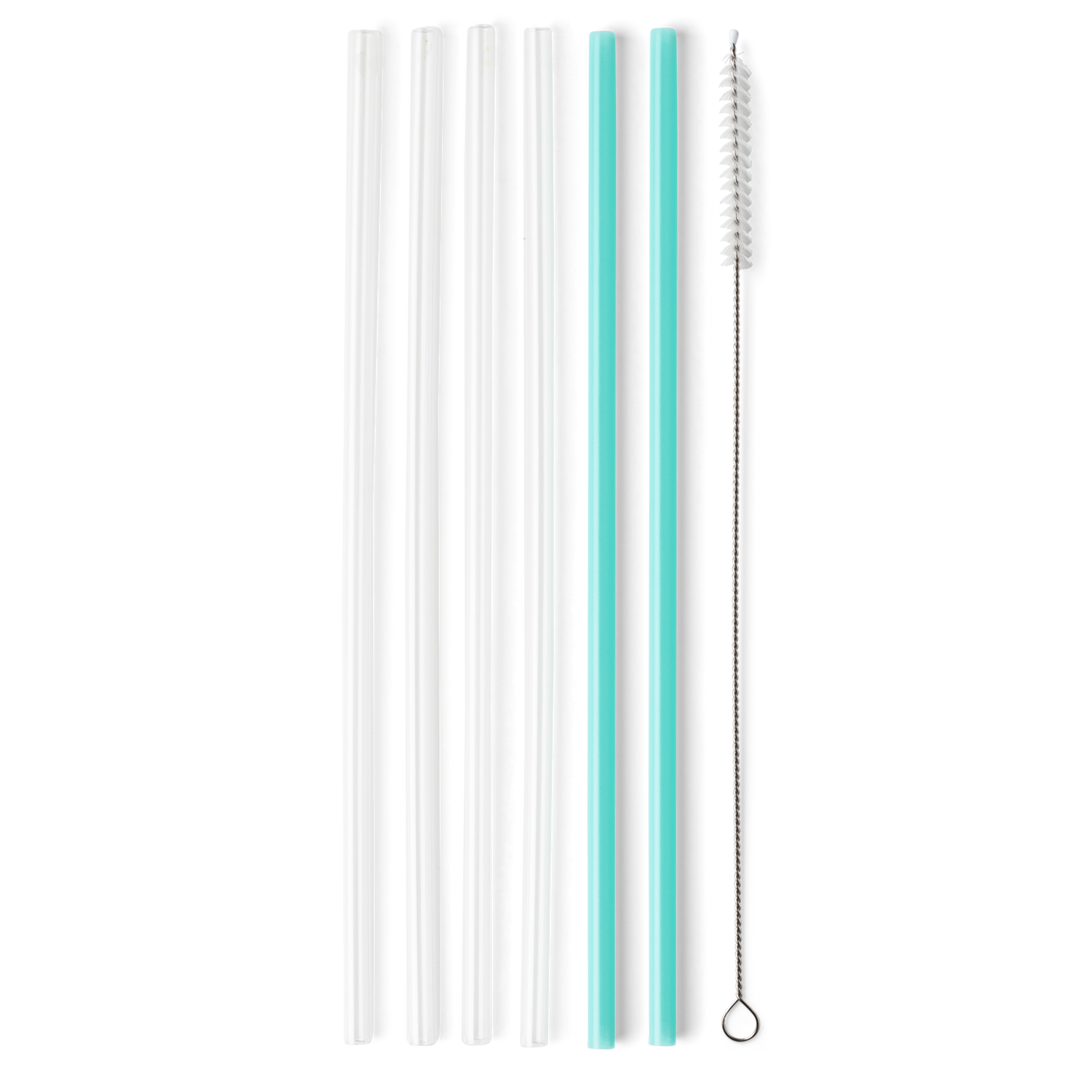 Clear + Aqua Reusable Straw Set