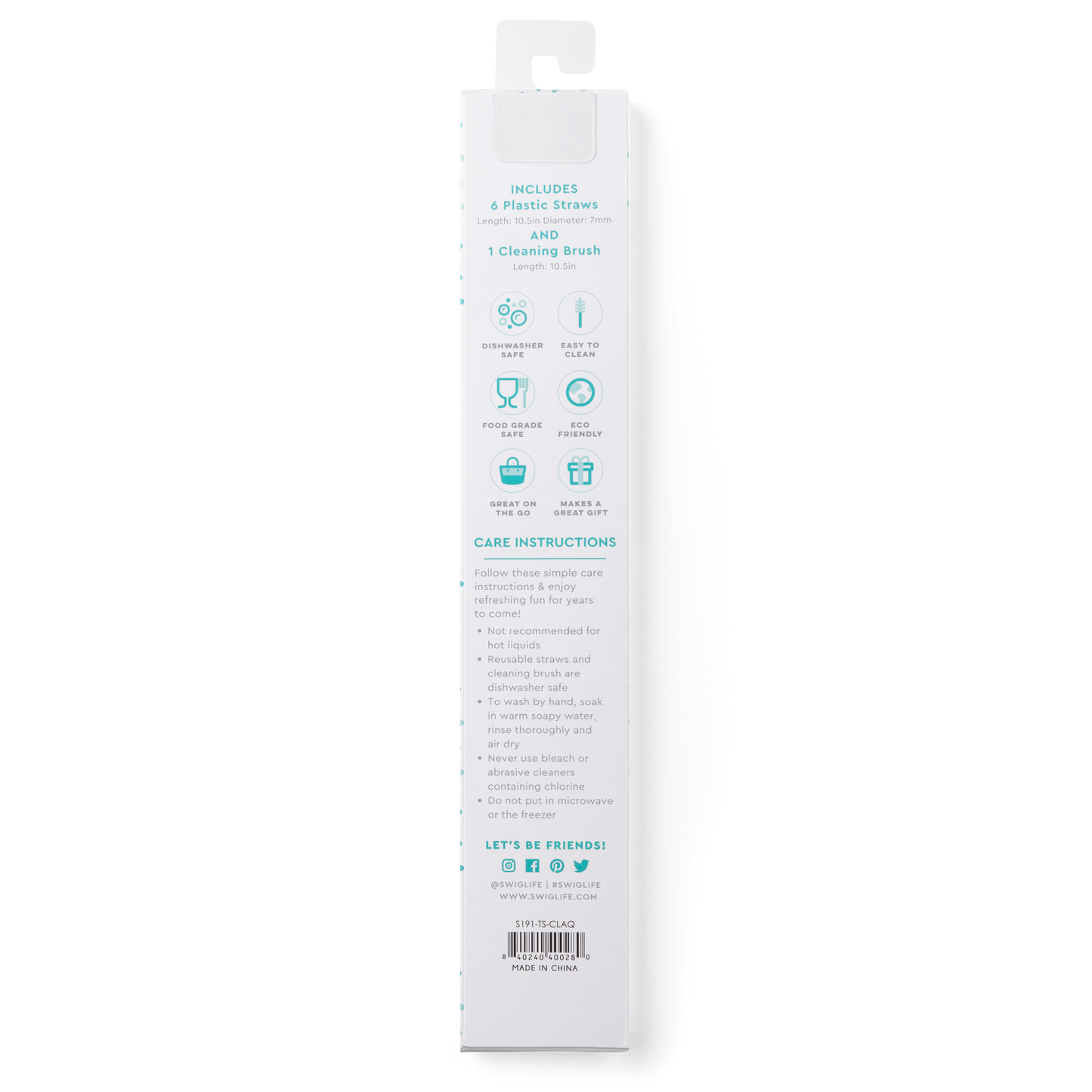 Clear + Aqua Reusable Straw Set
