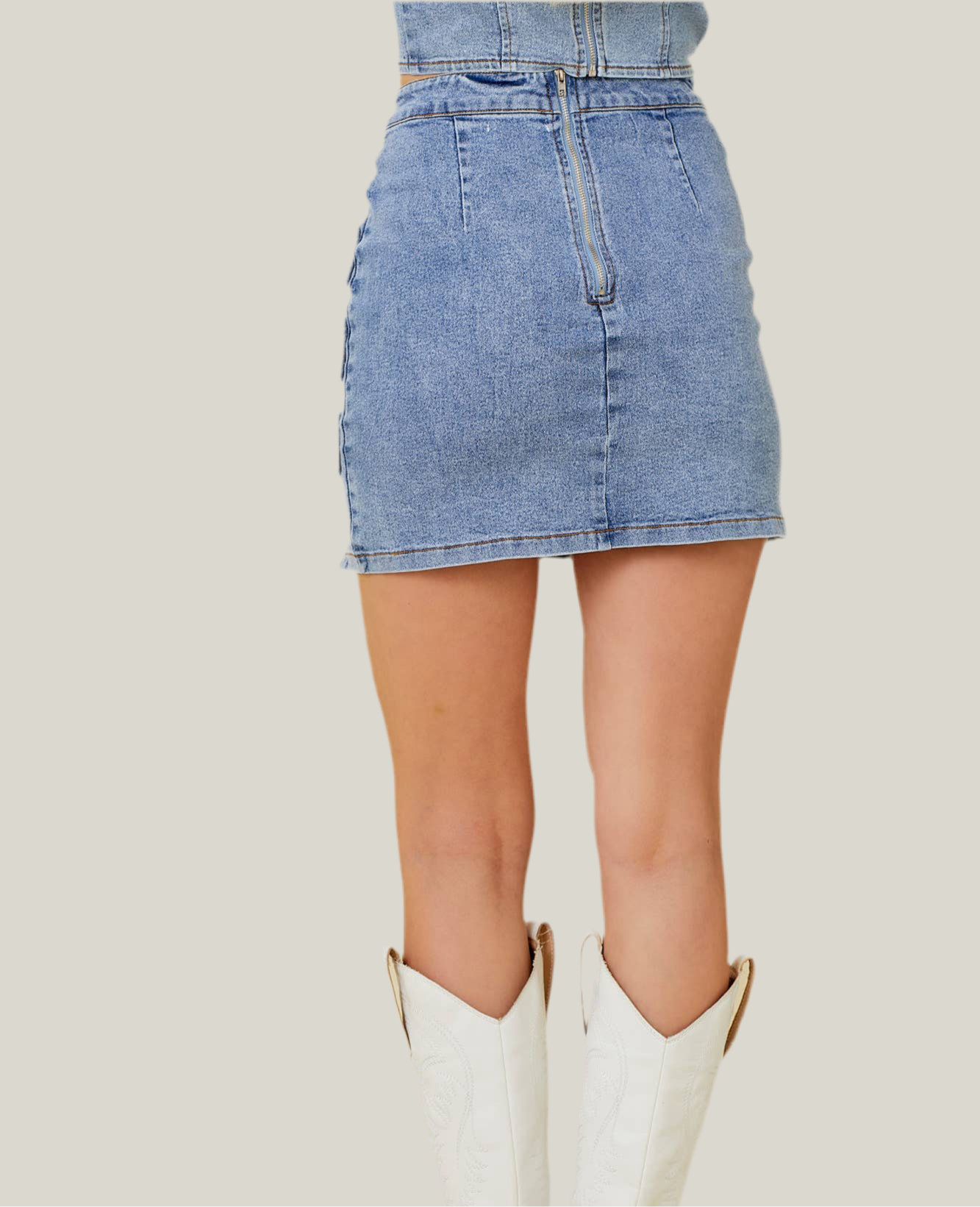Bow Denim Skirt