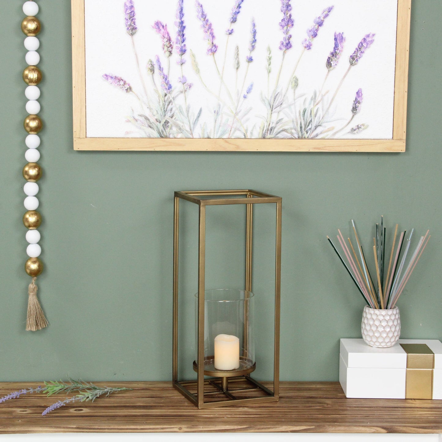 Pembertale Tall Square Gold Metal Lantern