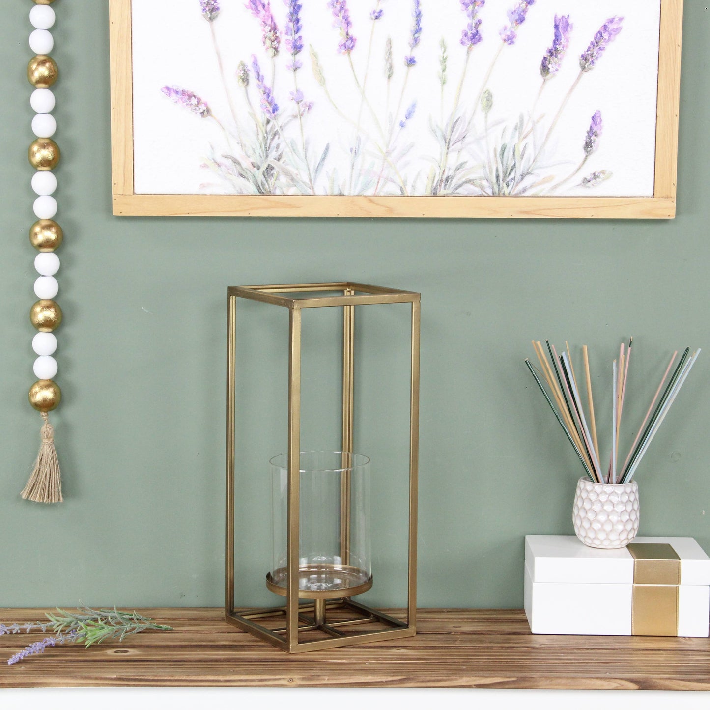 Pembertale Tall Square Gold Metal Lantern