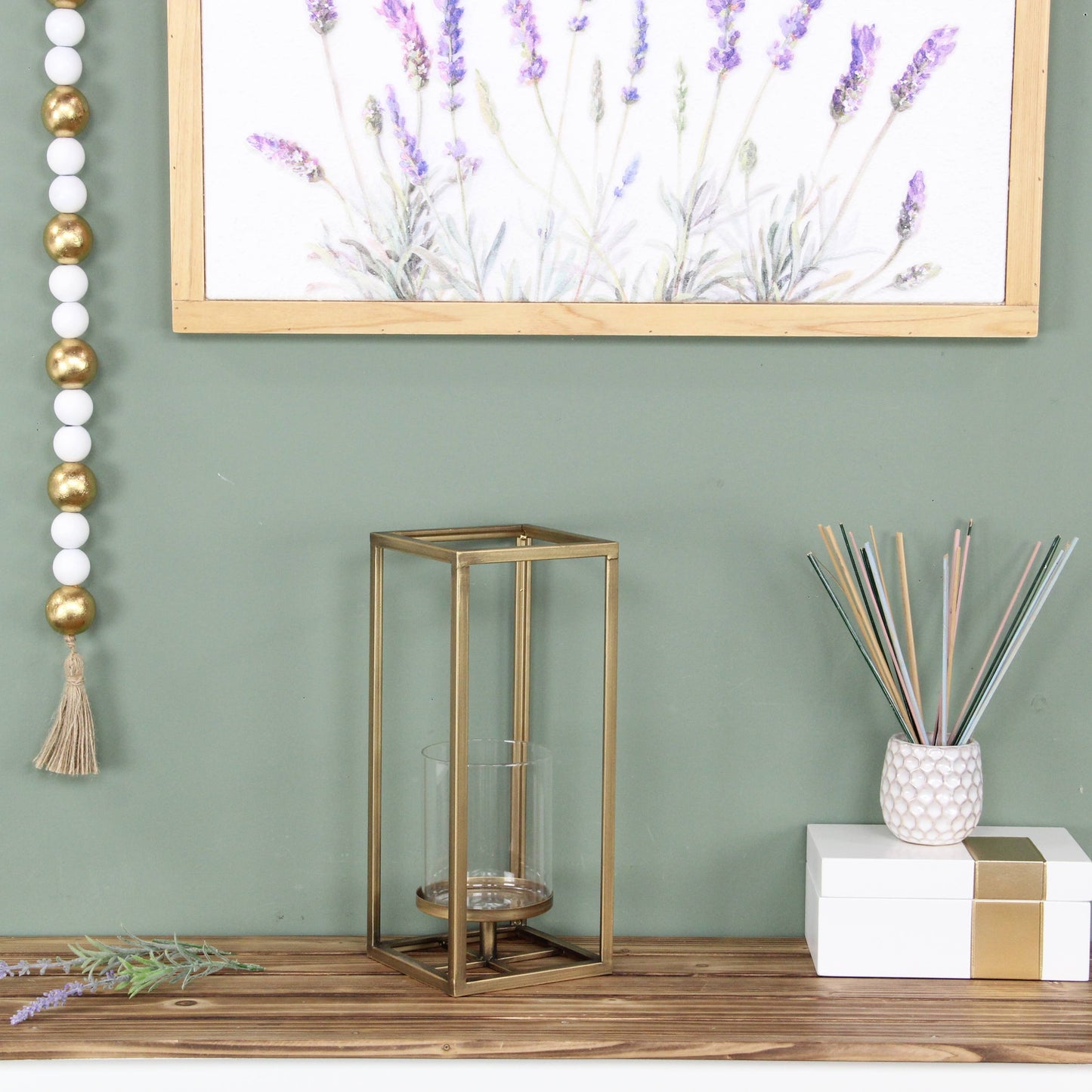 Pembertale Tall Square Gold Metal Lantern
