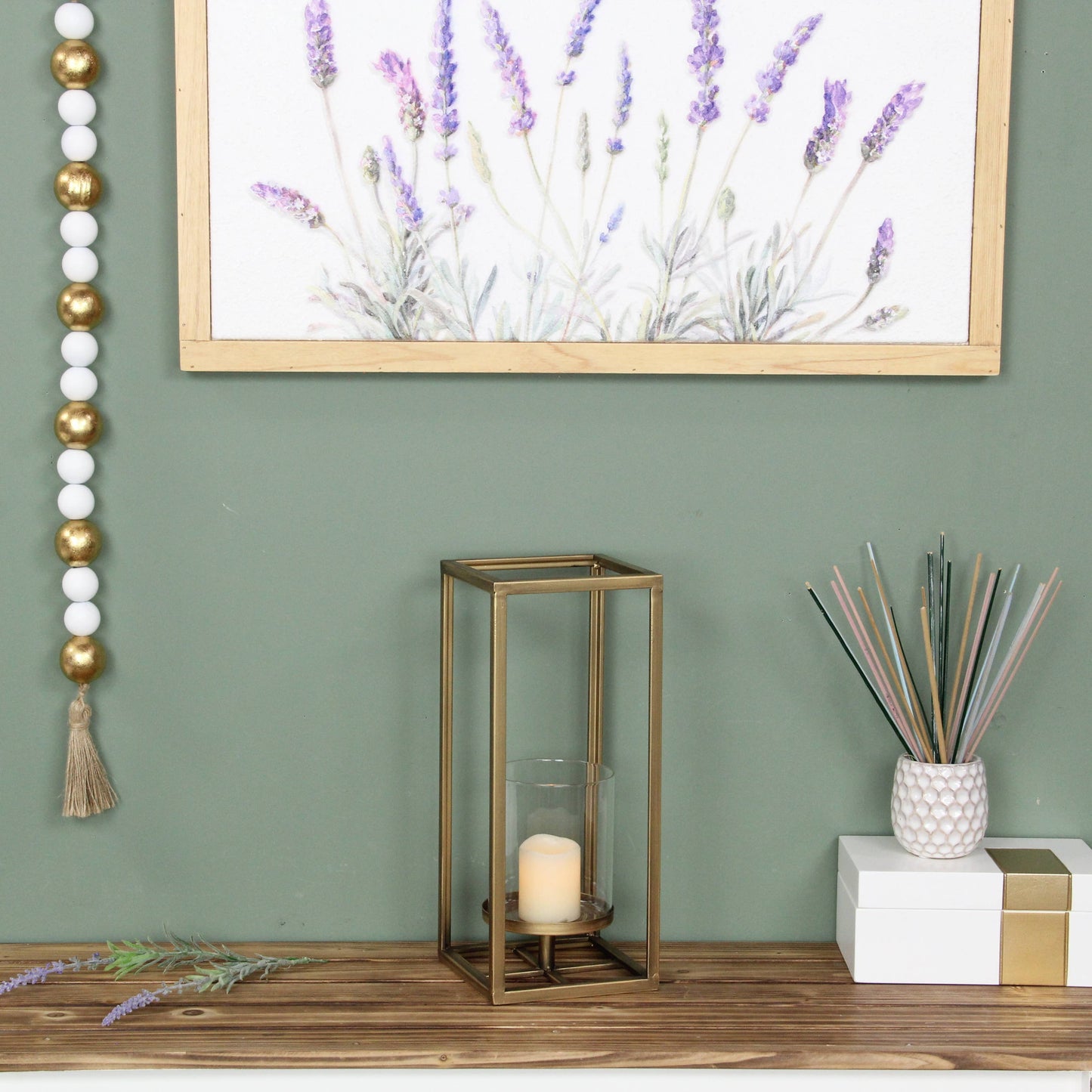 Pembertale Tall Square Gold Metal Lantern