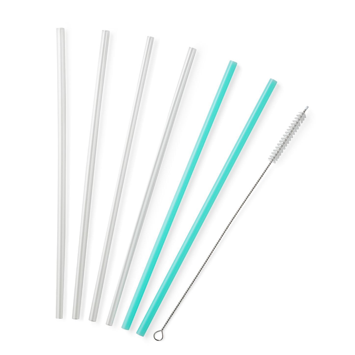 Clear + Aqua Reusable Straw Set