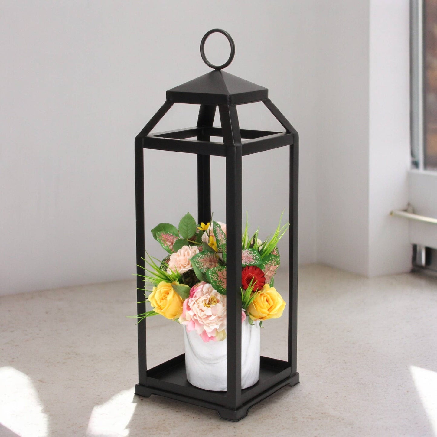 Novara Tapered Square Top Metal Lantern