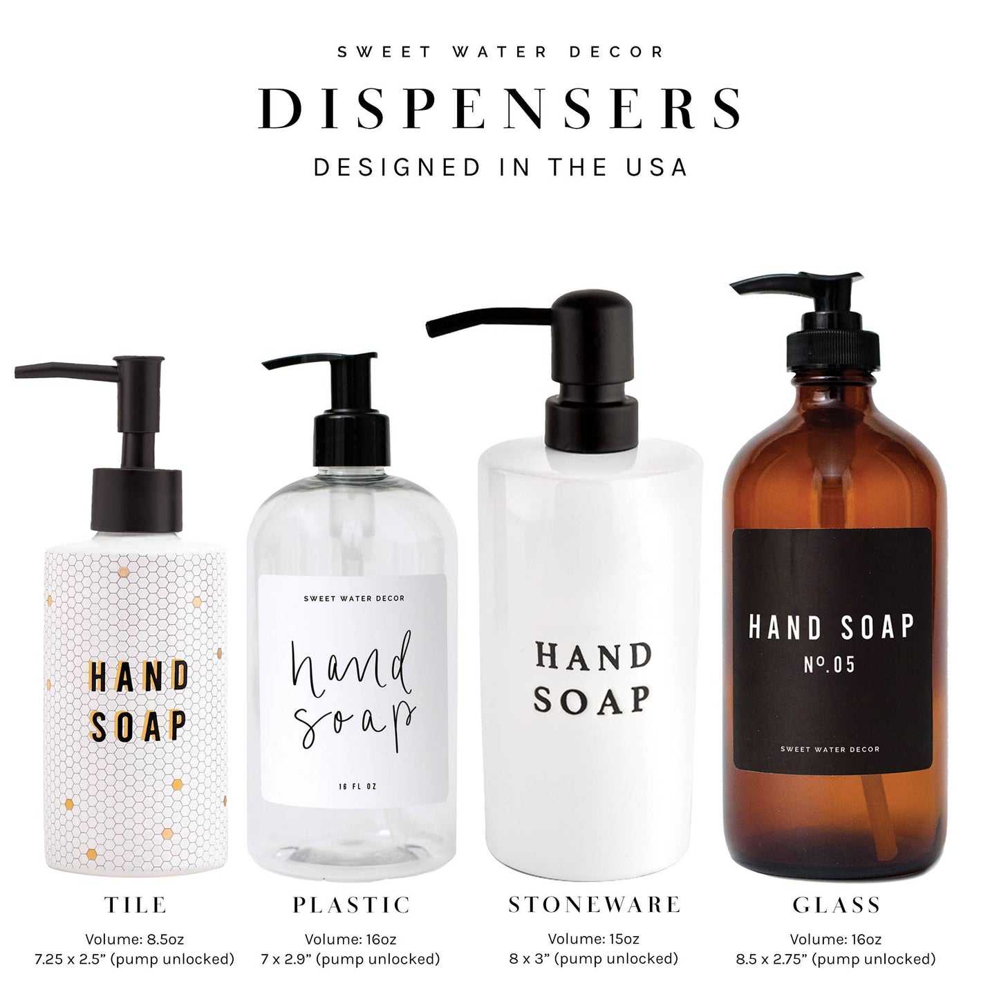 8.5oz Honeycomb Tile Hand Soap Dispenser- Home Decor & Gifts