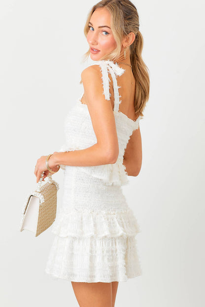 Smocked Ruffle Mini Dress - Pink
