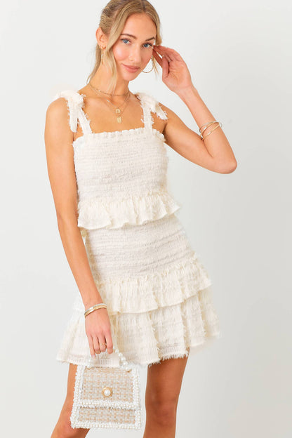 Smocked Ruffle Mini Dress - Pink
