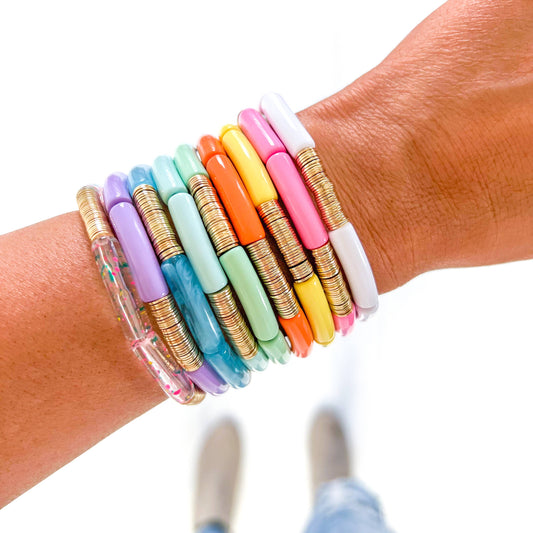 Small Spring Easter Acrylic Tube Bamboo Bracelet