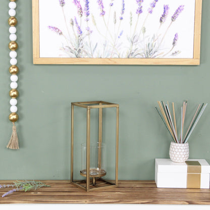 Pembertale Tall Square Gold Metal Lantern