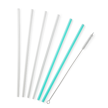 Clear + Aqua Reusable Straw Set