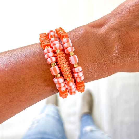 Orange Heishi Chunky Bracelet